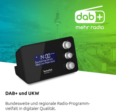 TechniSat DIGITRADIO 50 SE - Radiowecker (DAB+/UKW Tuner, dimmbares Display, Wecker mit Zwei einstel