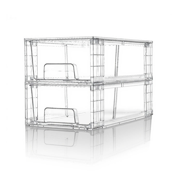 2er-Set Stapelbare Kleine Aufbewahrungsschubladen, Acryl Organizer mit Griffen, Kunststoffboxen für