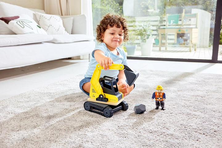 Hape Bagger, 360° drehbaren Korpus, Einer beweglichen Schaufel und realistischen Gummirädern, ab 24