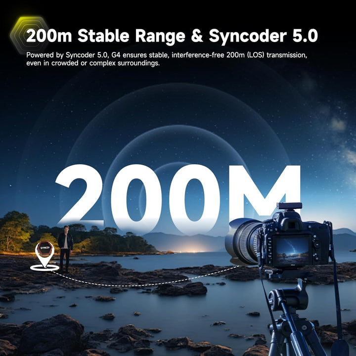 SYNCO G4 Wireless Lavalier Mikrofon kabelloses Mikrofons, 2.4 GHz mit 200 m Reichweite 2,0 Geräuschu