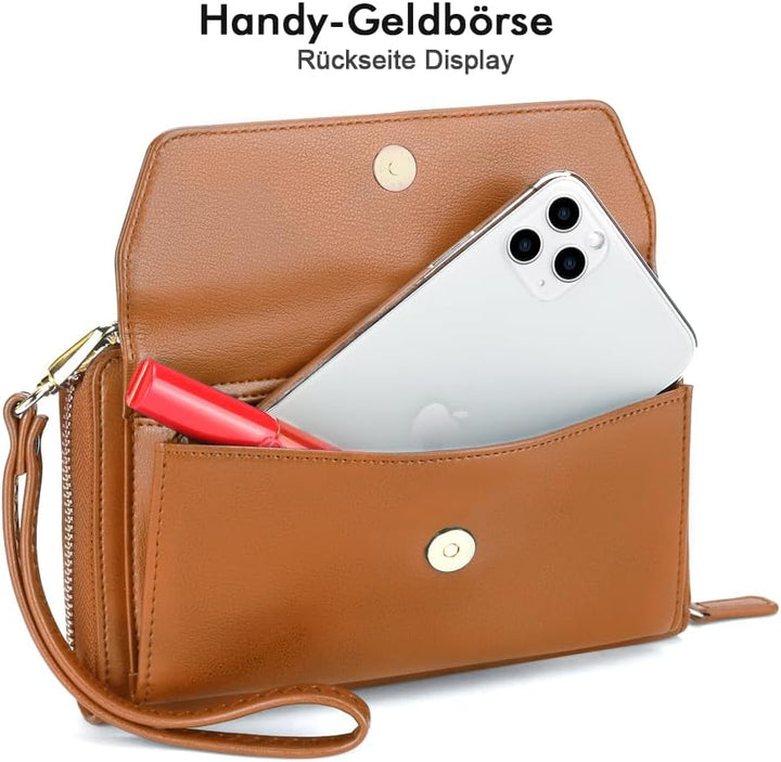 nuoku Geldbörse Damen mit RFID, Kleine Portemonnaie Damen mit Kreditkarten Etuis, Handytasche zum Um