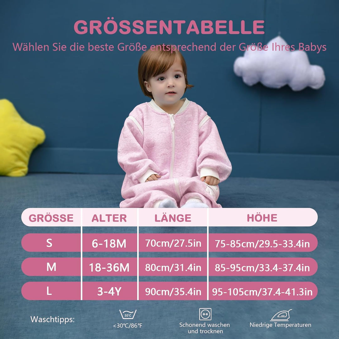 MIKAFEN Schläfsack Baby Langarm Winter kinderSchlafsack 2.0Tog,Hund Muster Baby Schlafsack mit Füsse