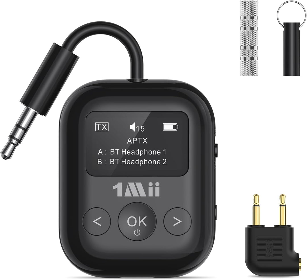 1Mii SafeFly Min+ Bluetooth Sender und Empfänger, Bluetooth Adapter für Flugzeuge, 2 Geräte können a