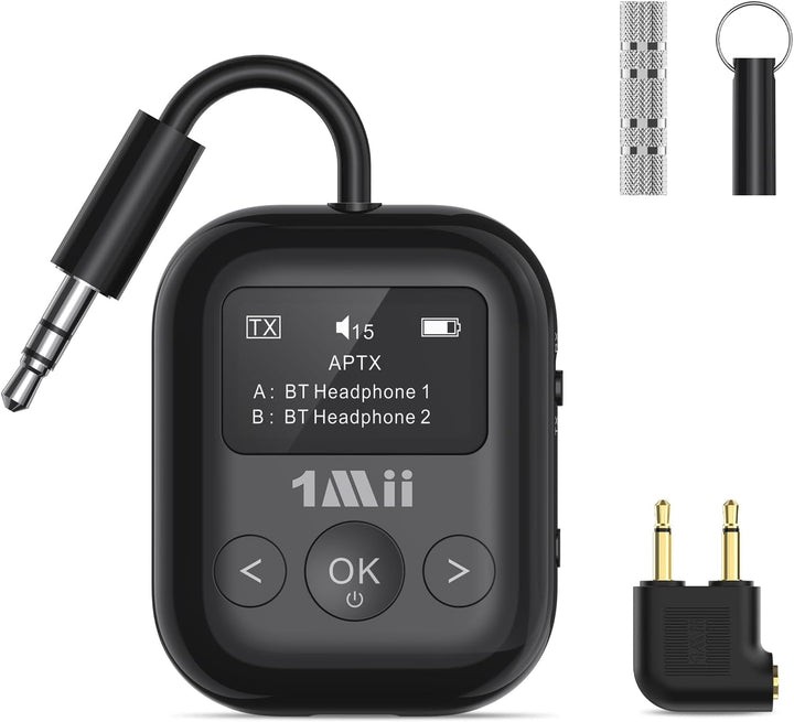 1Mii SafeFly Min+ Bluetooth Sender und Empfänger, Bluetooth Adapter für Flugzeuge, 2 Geräte können a