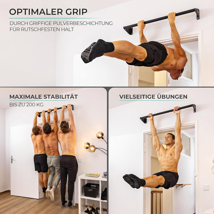 PULLUP & DIP Klimmzugstange zur Wandmontage über Türrahmen – Stabile Reckstange für Home Gym – Ideal