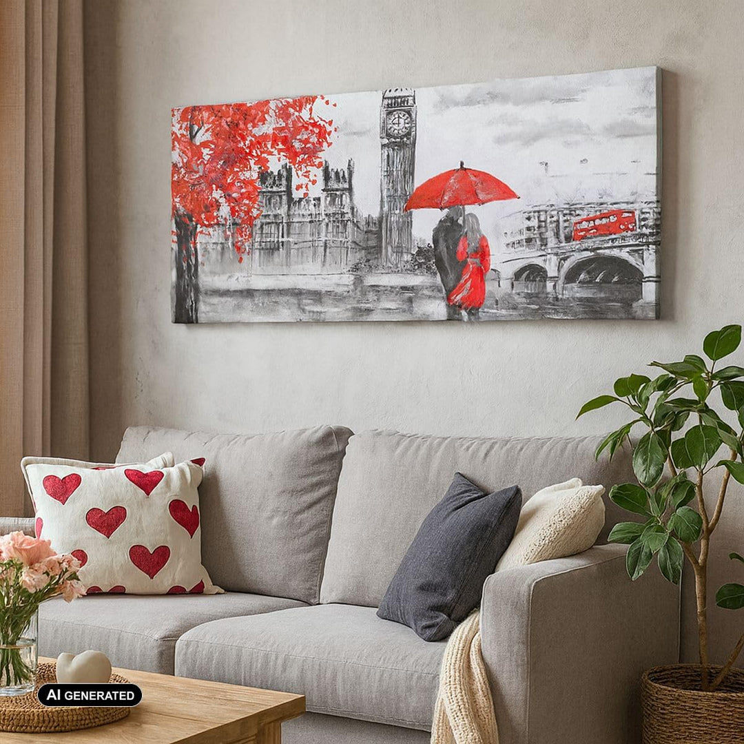 Wandbilder Dekoration Wohnzimmer London Architektur big ben Panorama Bilder auf Leinwand 120x50cm Le