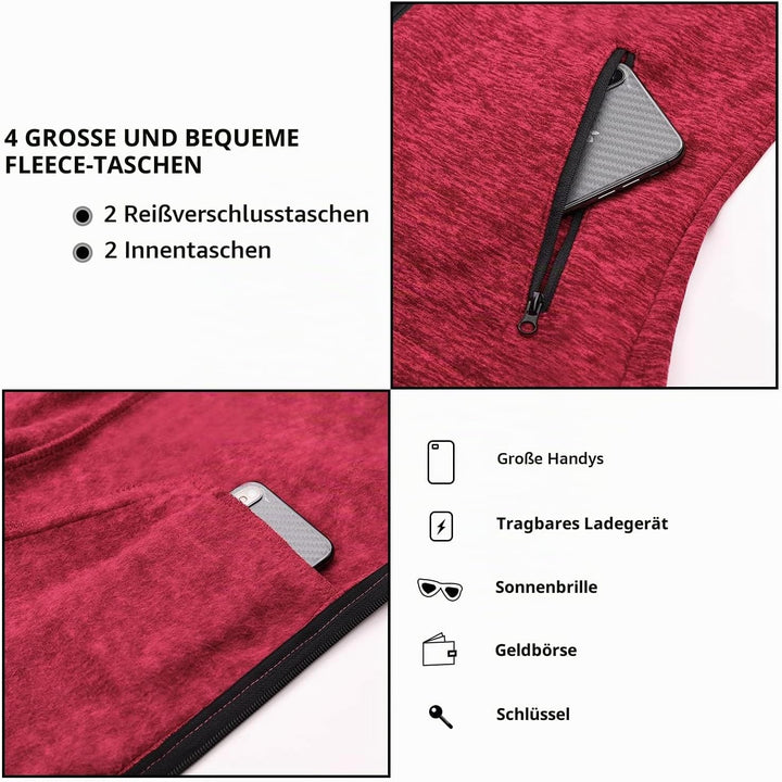 Soneven Fleecejacke Damen, Damen Fleece Jacke mit Durchgehendem Reissverschluss Langärmlig Leicht Fu