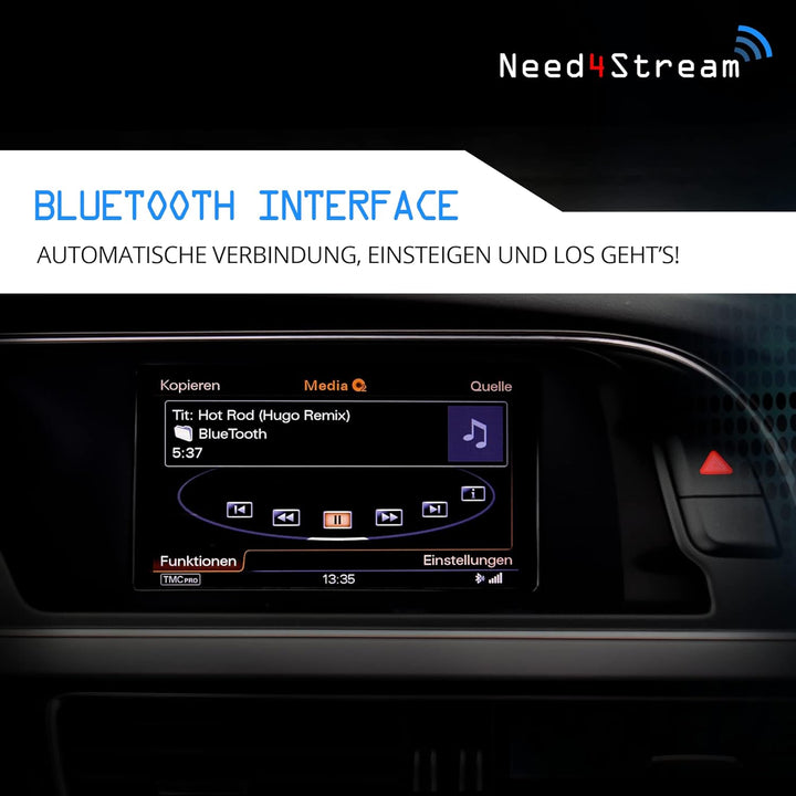 Need4Stream Bluetooth Audio Interface mit Titelanzeige, N4S73615 A2DP, kompatibel mit Audi MMI 3G, A