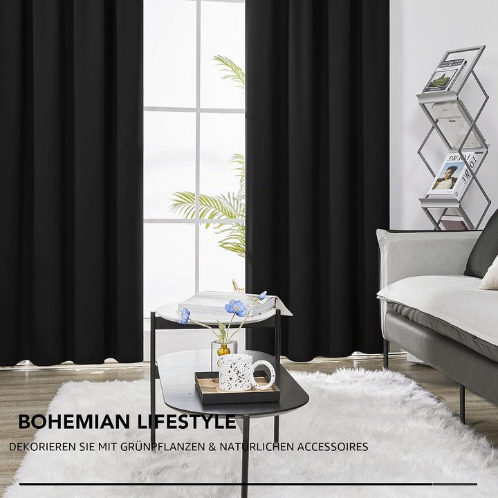 Deconovo Vorhang Gardinen Verdunkelungsgardinen mit Kräuselband Blickdicht Kälteschutz, 175x140cm(Hö