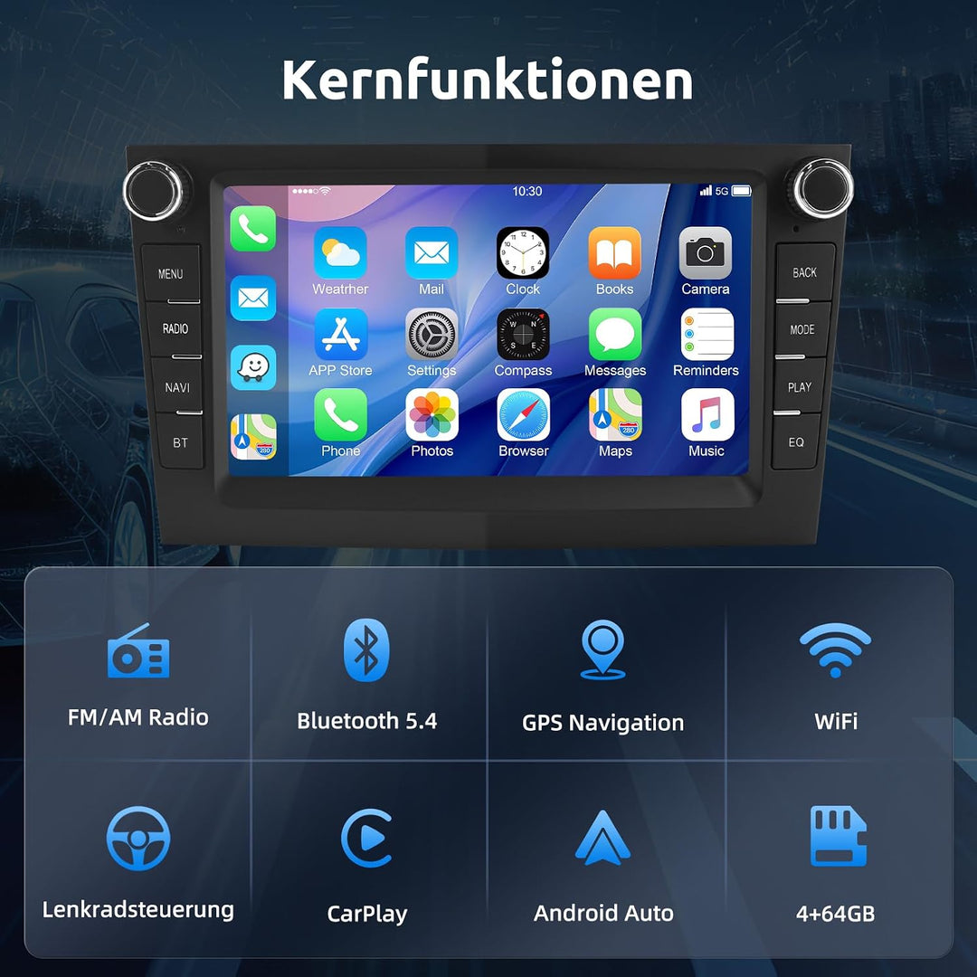 ESSGOO True 4+64G Wireless Autoradio mit Android Auto und CarPlay Für Vauxhall Opel Corsa C D Zafira