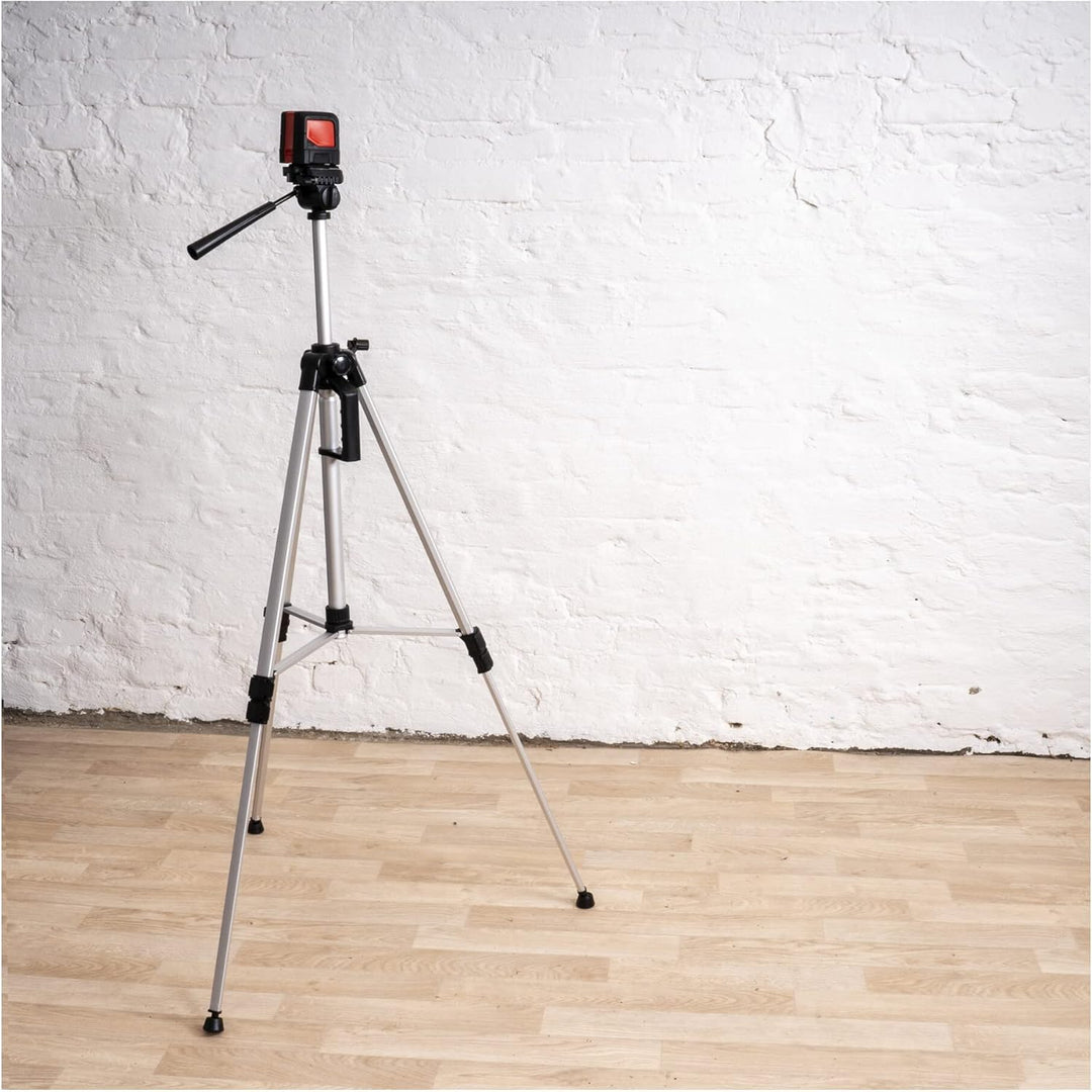 STIER Stativ 160, Baustativ aus Aluminium, Arbeitshöhe 57 bis 161 cm, 360° Drehfunktion, Neigungsfun