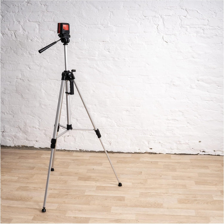 STIER Stativ 160, Baustativ aus Aluminium, Arbeitshöhe 57 bis 161 cm, 360° Drehfunktion, Neigungsfun