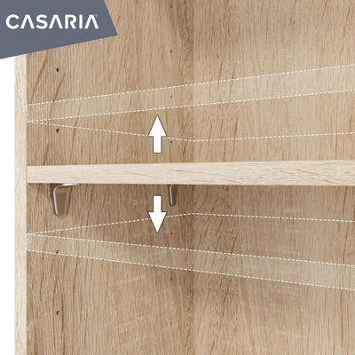 Casaria® Bücherregal 77x60x28cm Eiche Holz 2 Fächer Boden Höhenverstellbar 150kg Belastbarkeit Kipps