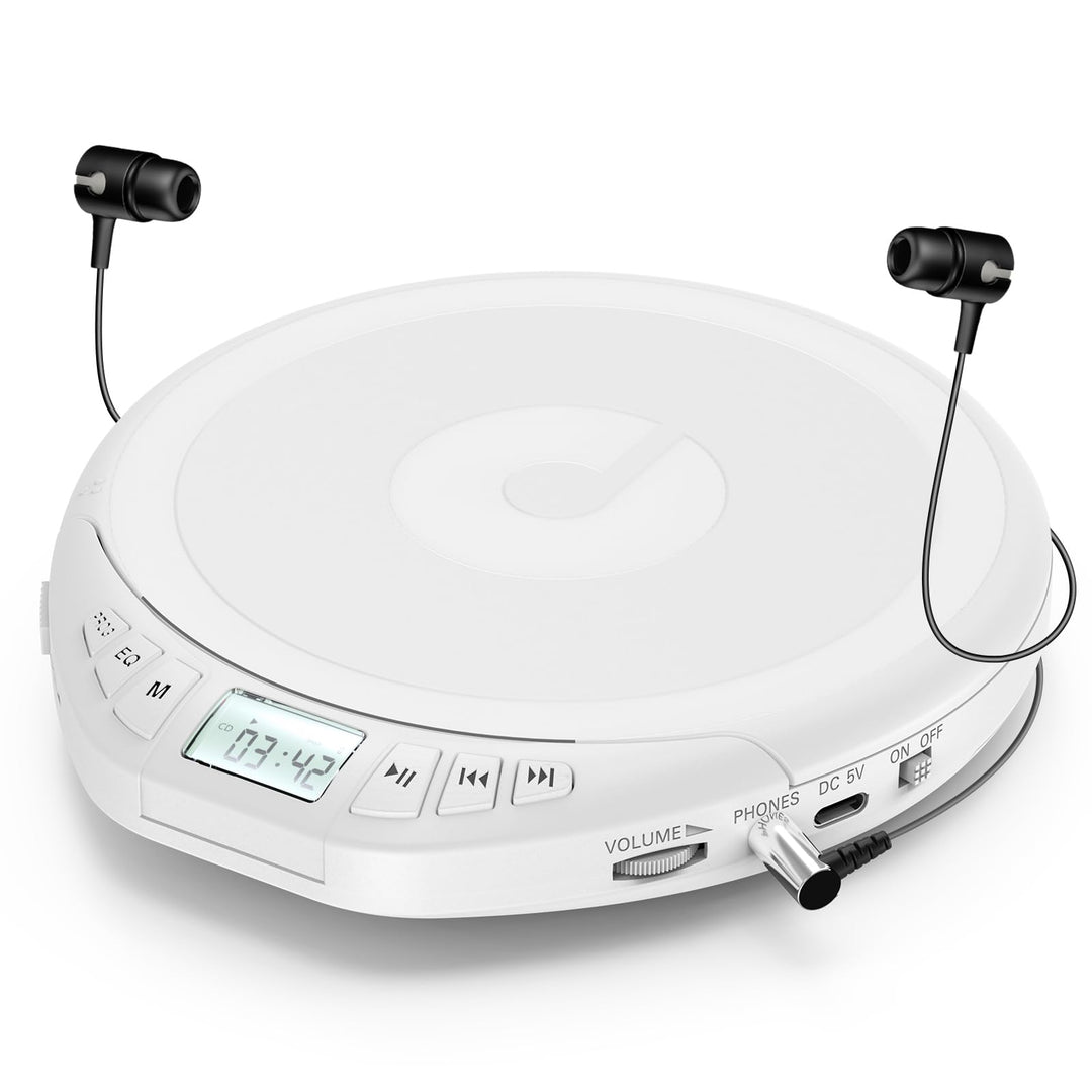 Gueray CD Player Tragbar Kinder Tragbarer CD-Player fürs Auto Discman mit Kopfhörer LCD-Display Unte