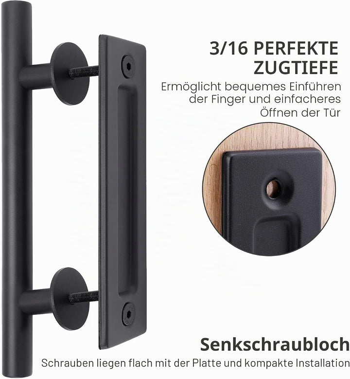 Lpraer 30CM Schiebetüren Griff Schwarze Scheunentorgriff Schiebetür zieht-Griff Schiebe Türgriff Küc