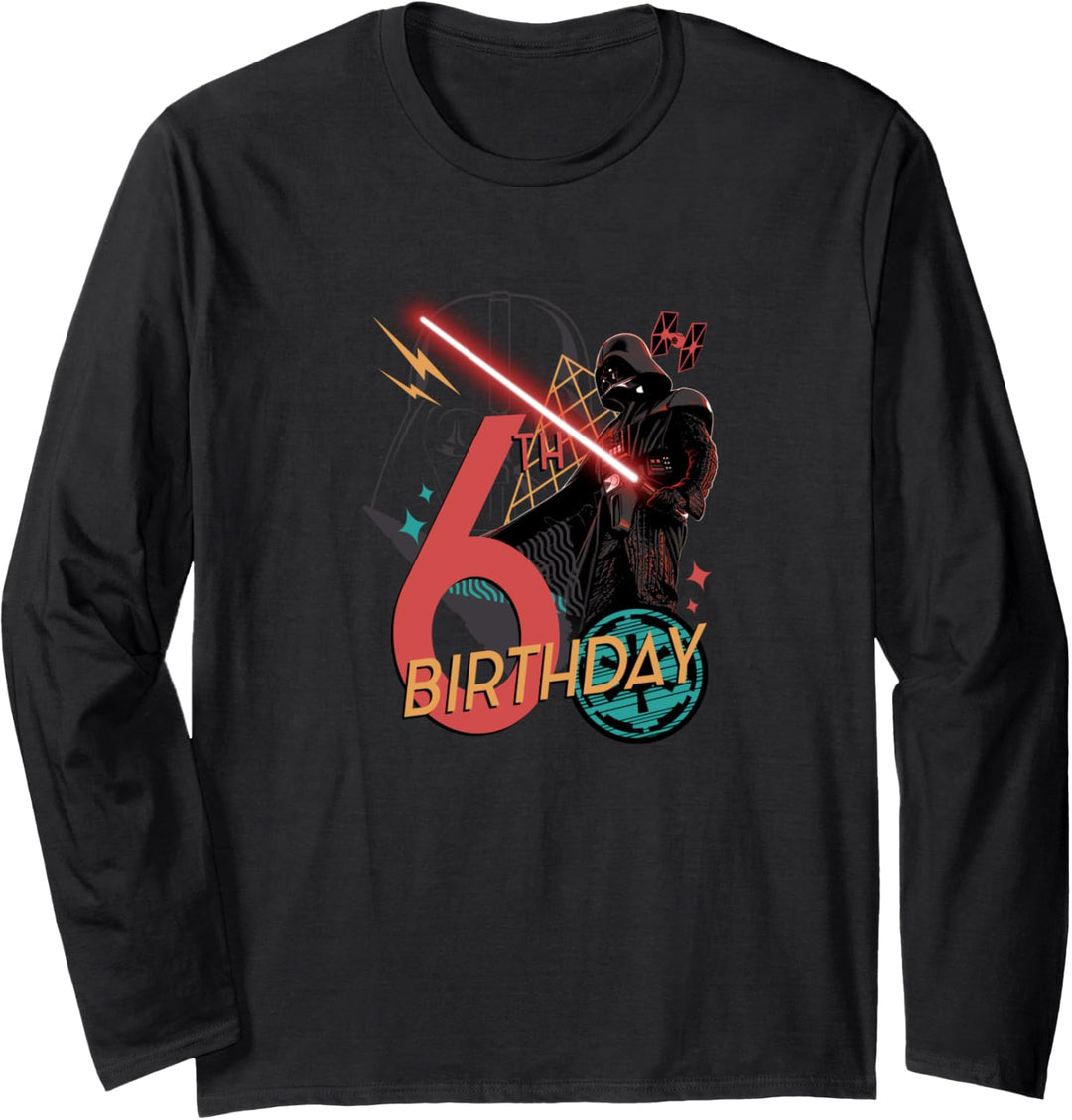 Star Wars Darth Vader 6th Birthday Abstract Background Langarmshirt
