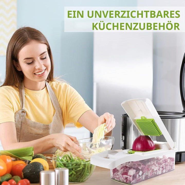 MAIPOR Gemüseschneider - Zwiebelzerkleinerer - Multifunktionaler 15 in 1 Profi Lebensmittelzerkleine