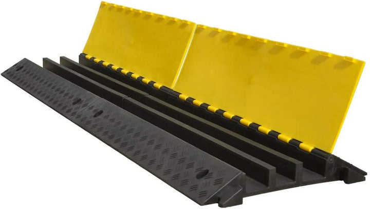 EUROLITE KB-3 Kabelbrücke 3 Kanäle 900x500x70mm | Robuste Kabelbrücke mit rutschfestem gelben Deckel