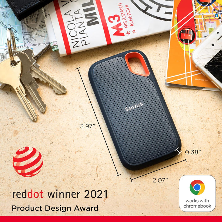 SanDisk Extreme 1 TB Portable SSD (tragbare NVMe SSD, USB-C, bis zu 1.050 MB/s Lesegeschwindigkeit u