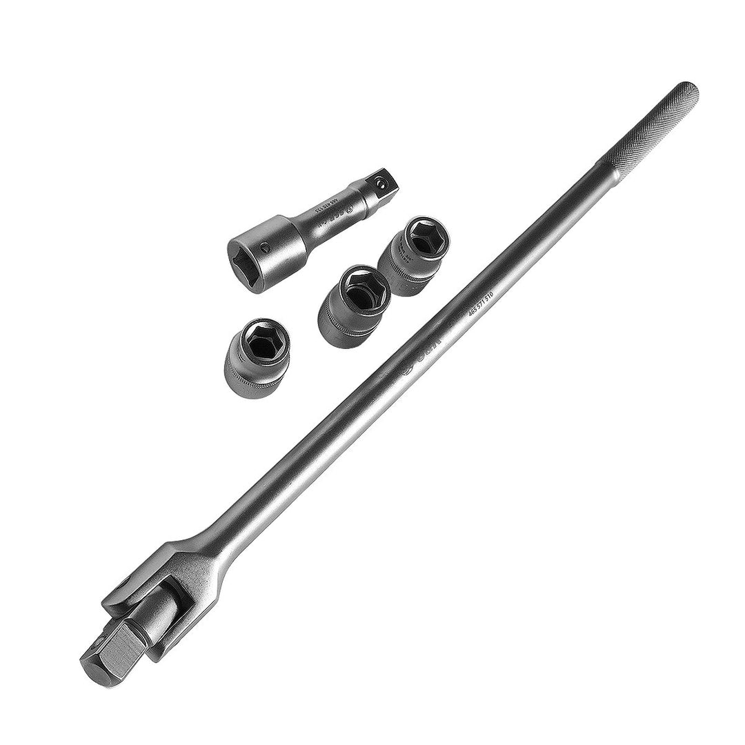 S&amp;R Kraft-Steckgriff Gelenkgriff SET 3/4" 600 mm, Ø 22 mm Steckeinsätze NÜSSE 17mm, 19mm, 21 mm, Ver