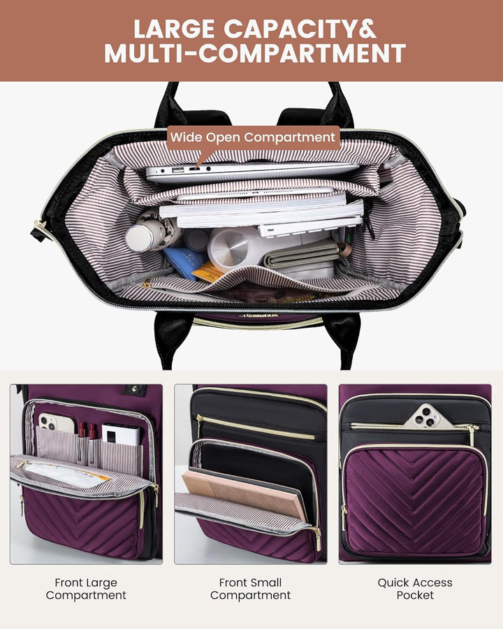 LOVEVOOK Rucksack Damen, 15,6 Zoll Wasserdicht Laptop Schulrucksack mit Laptopfach, Reiserucksack Ta