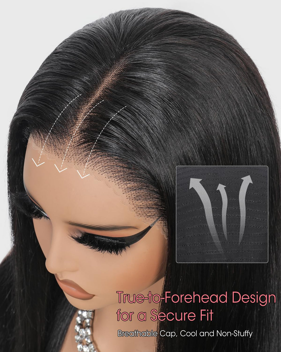Tunfine 13x6 Full Lace Front Drawstring Wig Human Hair for Women 200 Density Glueless Straight Perüc