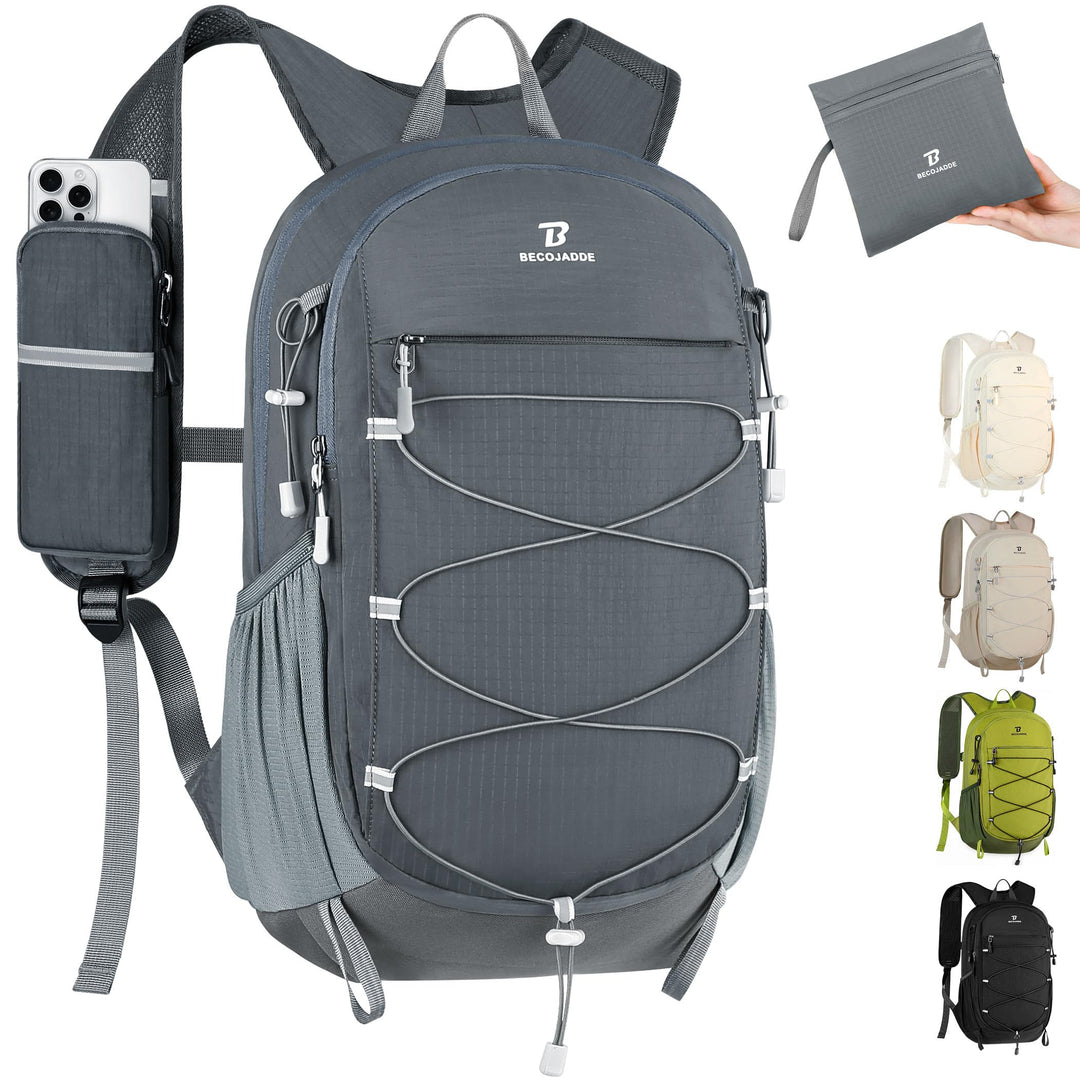 BECOJADDE 15L Kleiner Wanderrucksack Tagesrucksack Herren Damen Leichter Faltbarer Rucksack mit Brus