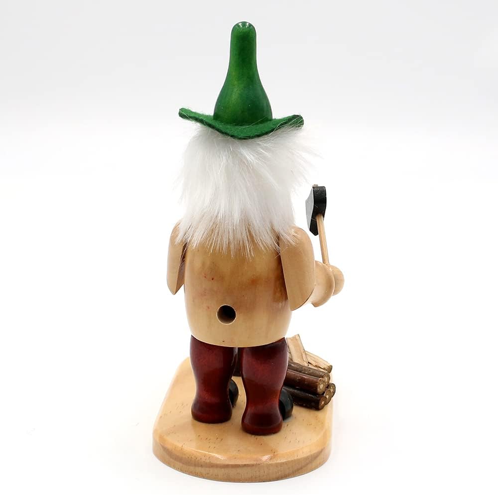 Wichtelstube-Kollektion Holz Räuchermännchen Waldwichtel am Hackstock natürlich traditionel uriger R