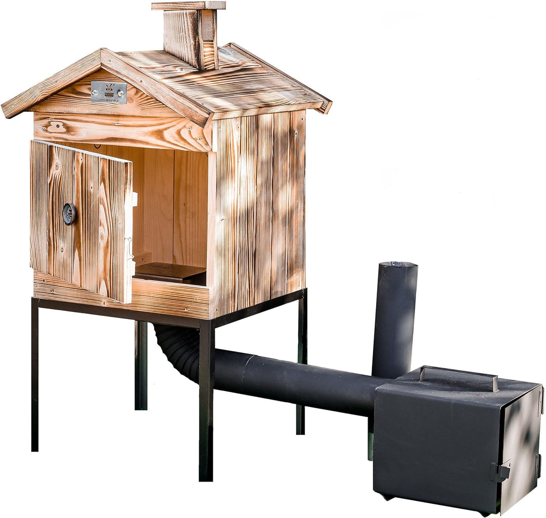 ADGO Modulare Smokerhouse 50cm, Holzräucherei aus Fichte, Holz Räucherei, Gartenräucherei, Tradition