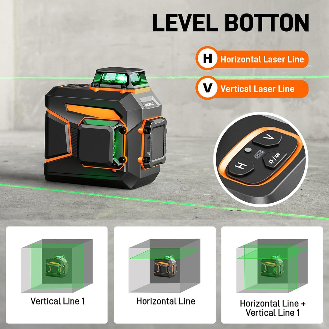 laser Wasserwaage Nivelliergerät Linienlaser 2X360 Grüner Horizontales Vertikales Laser-Nivellierger