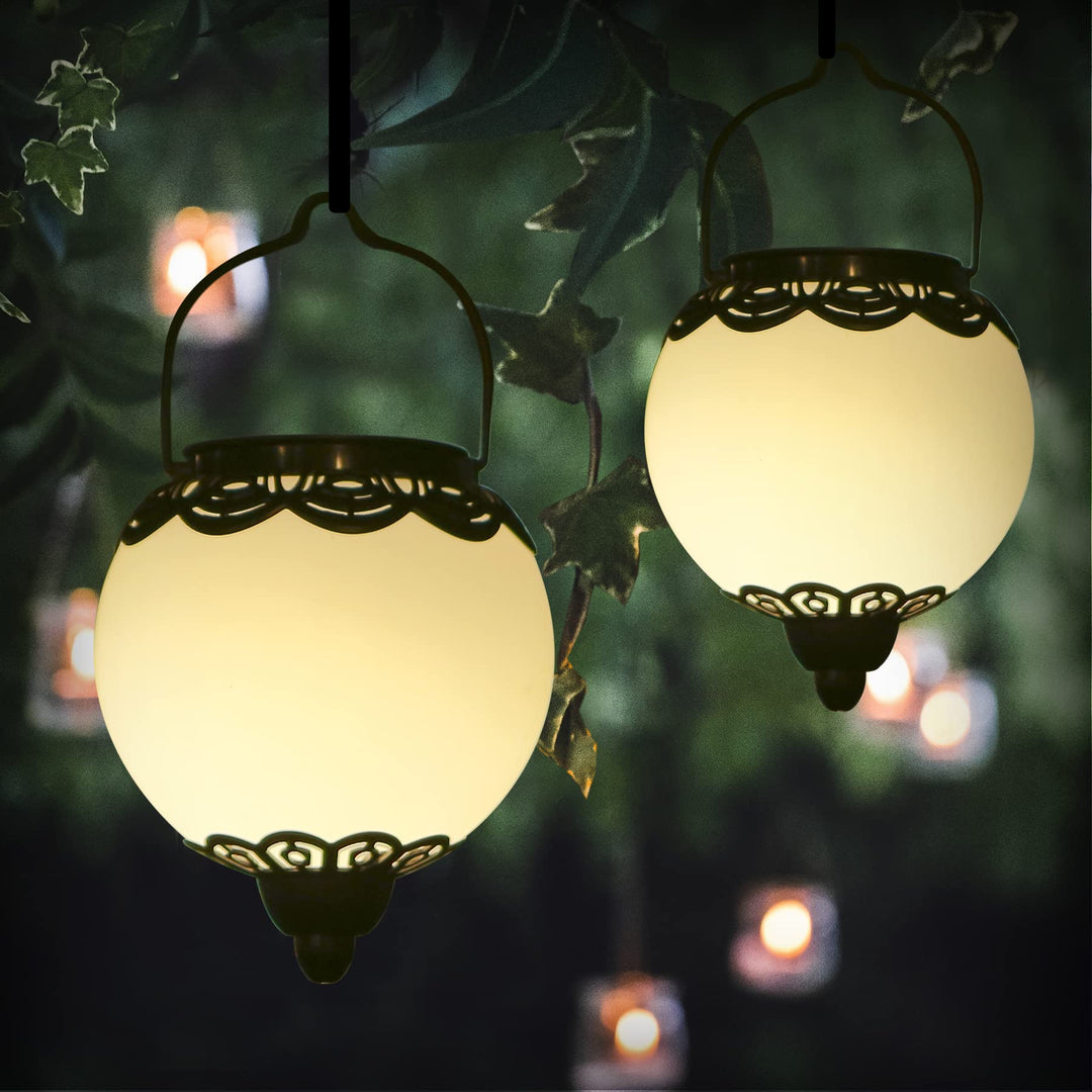 Solar Laterne für aussen Hängend, 2 Stück Solarlaterne für aussen Kugel IP65 Wasserdicht, Bonsery So