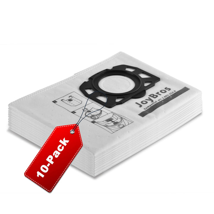 JoyBros 10 Stück Staubsaugerbeutel für Kärcher WD 3 S WD 3 V-17/4/20 KFI 357 2.863-314.0 WD 2 Plus K