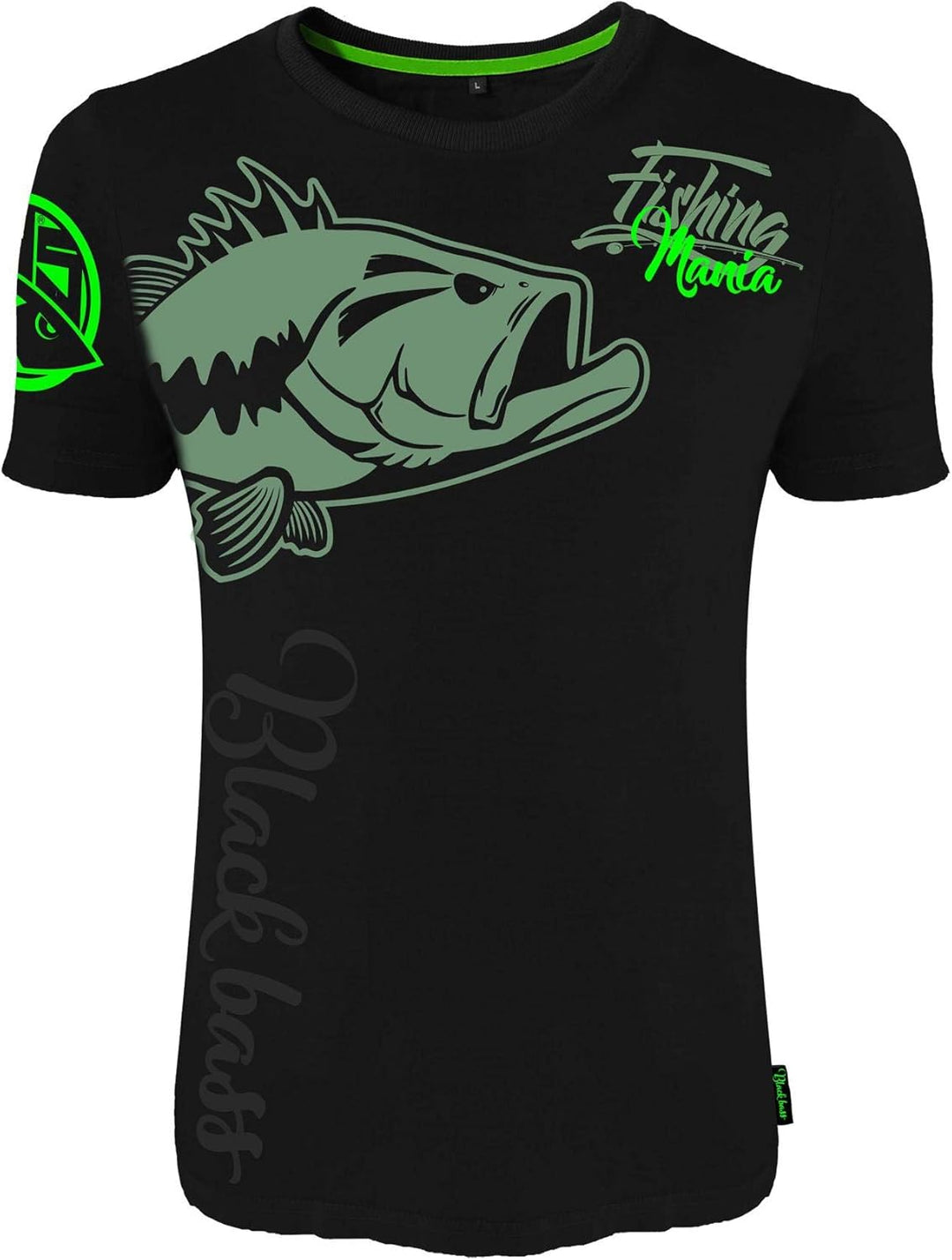 T Shirt Bass Mania, Schwarz, Angler T-Shirt, M