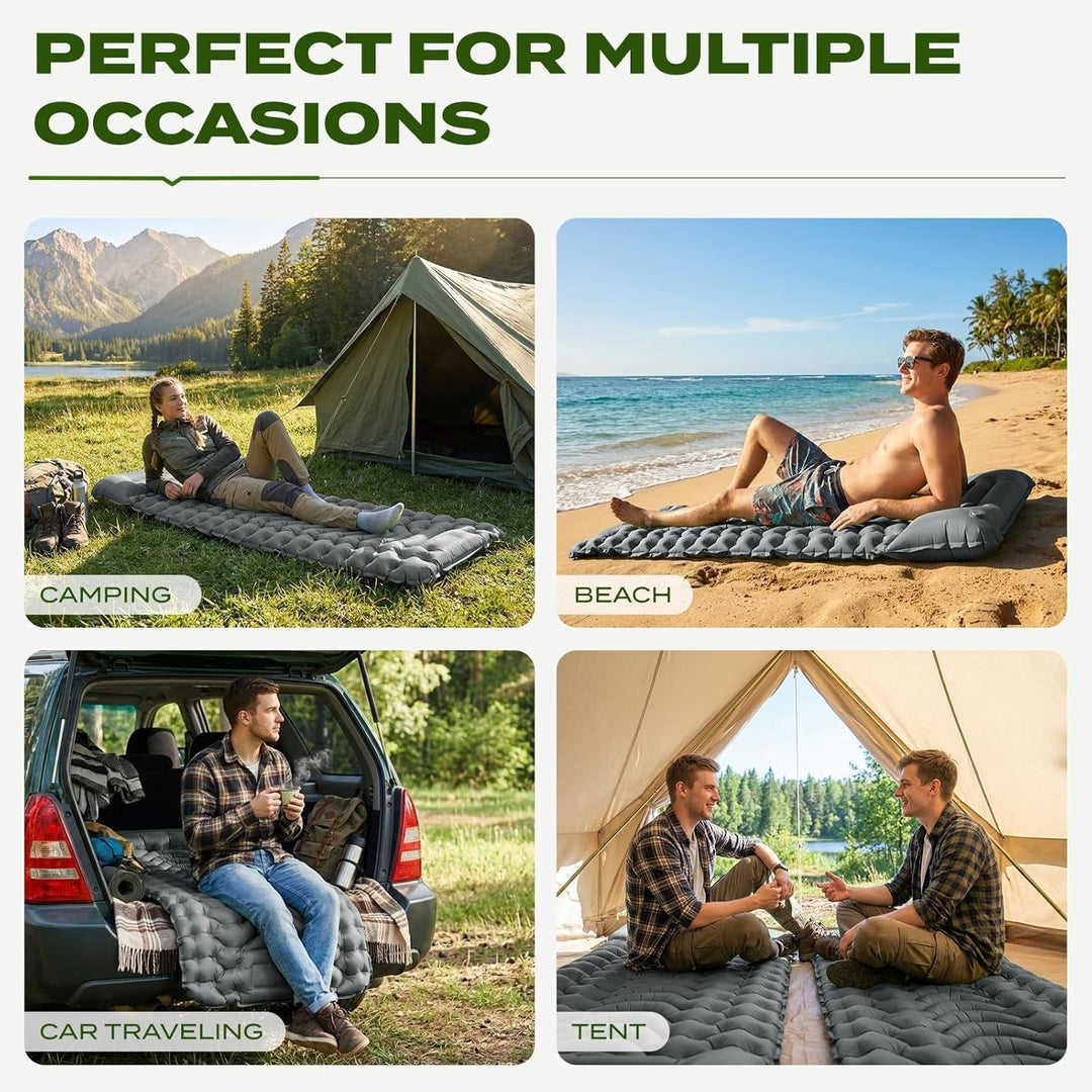 Isomatte Camping mit integrierter Fusspumpe 8cm Dicke Aufblasbare Campingmatte Outdoor, Wasserdicht