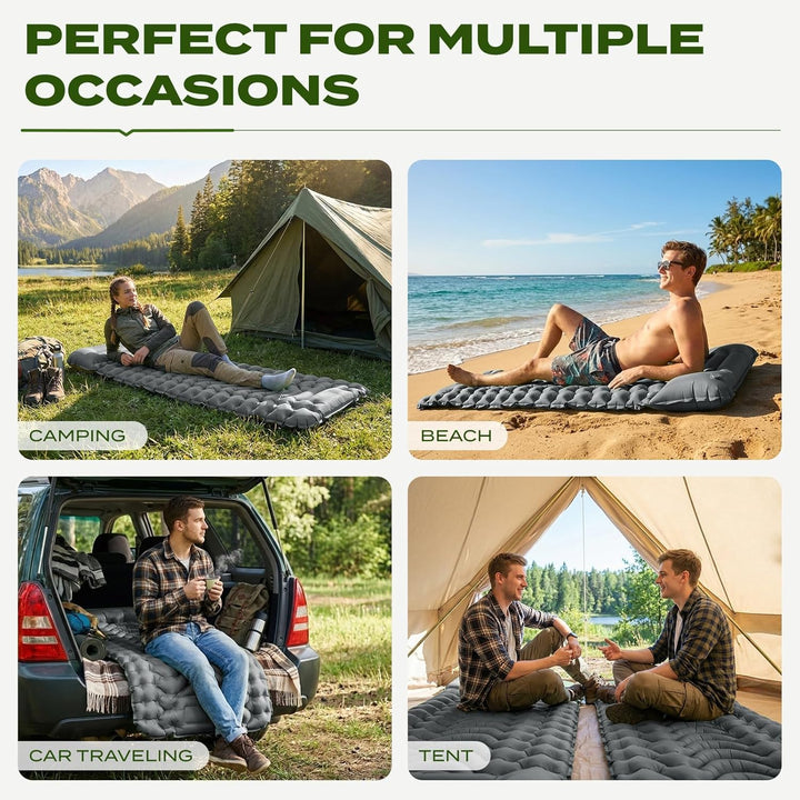 Isomatte Camping mit integrierter Fusspumpe 8cm Dicke Aufblasbare Campingmatte Outdoor, Wasserdicht