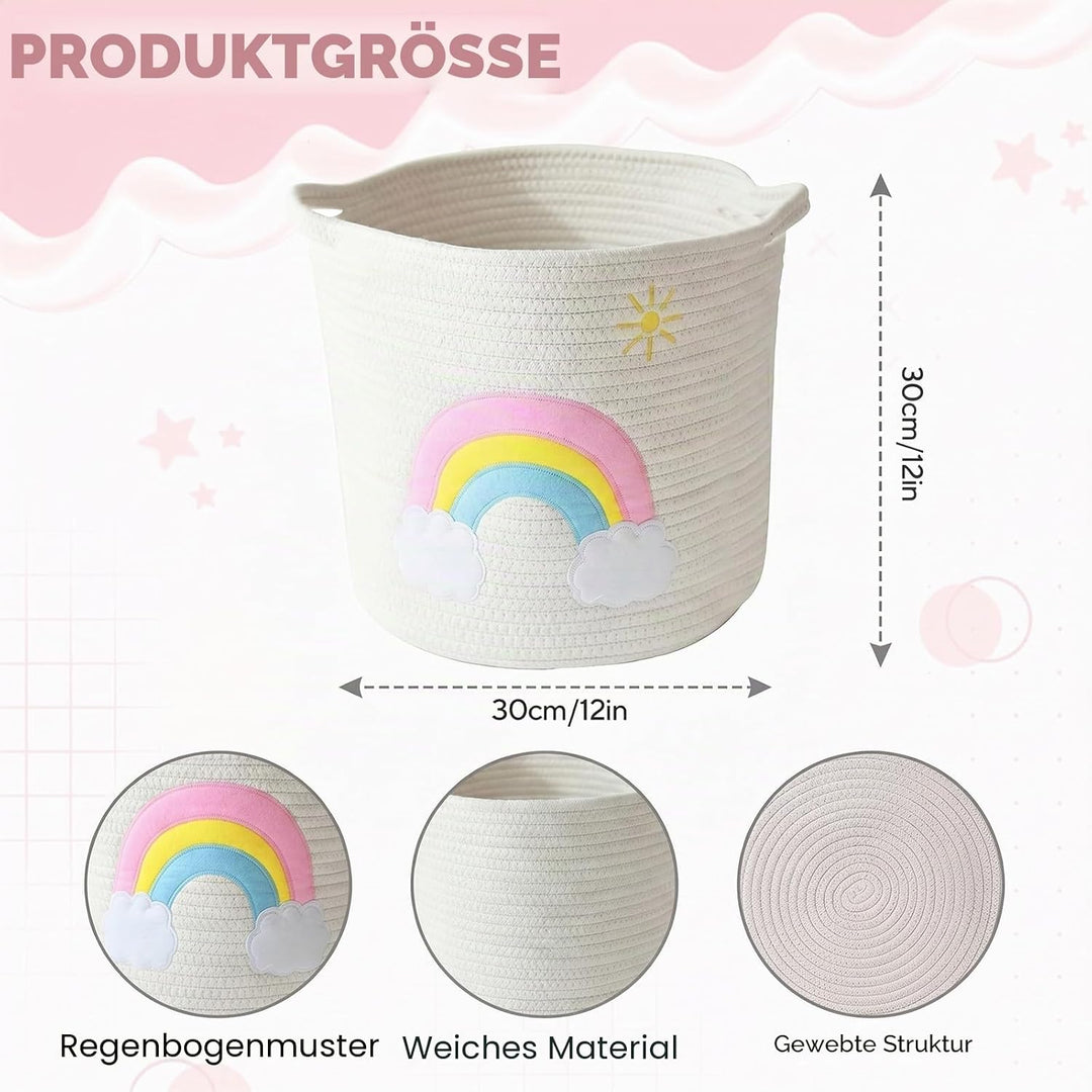Aufbewahrungskorb Kinderzimmer Wickeltisch Organizer für Babys Kinder Spielzeug Korb, Regenbogenmust