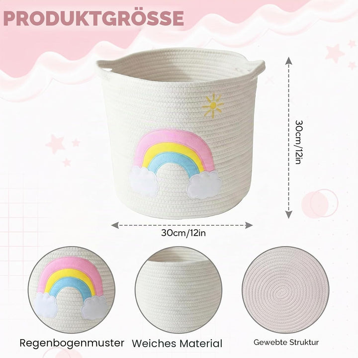 Aufbewahrungskorb Kinderzimmer Wickeltisch Organizer für Babys Kinder Spielzeug Korb, Regenbogenmust