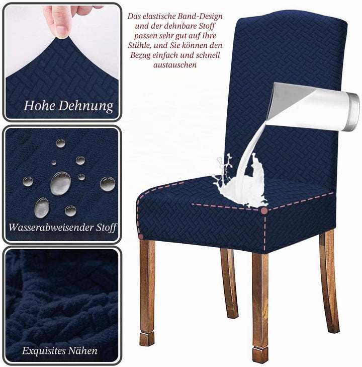 KELUINA Stretch wasserdichte Jacquard mit langem Gitter Esszimmer Stuhlhussen Home Decor, Stuhlhusse
