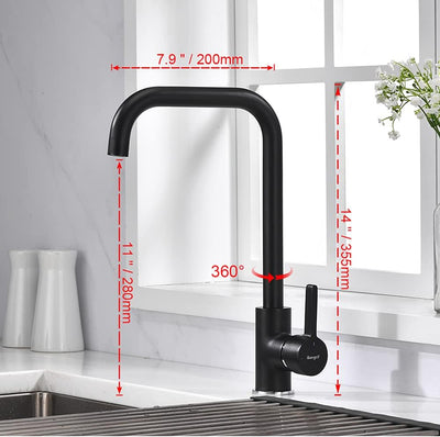 IBERGRIF M22105B, Hoch Küchenarmatur, Einhebel Spültischarmatur, Wasserhahn für Küche, Schwarz, Schw