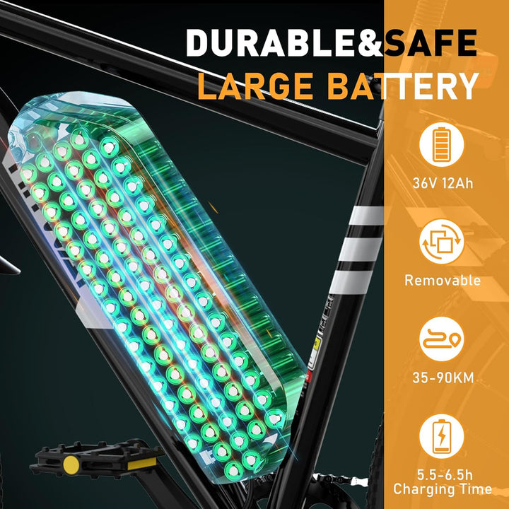 HITWAY E Bike Elektrofahrrad E-Mountainbike, 26" E-Fahrrad, StVZO Pedelec, 250W Motor 36V12Ah abnehm