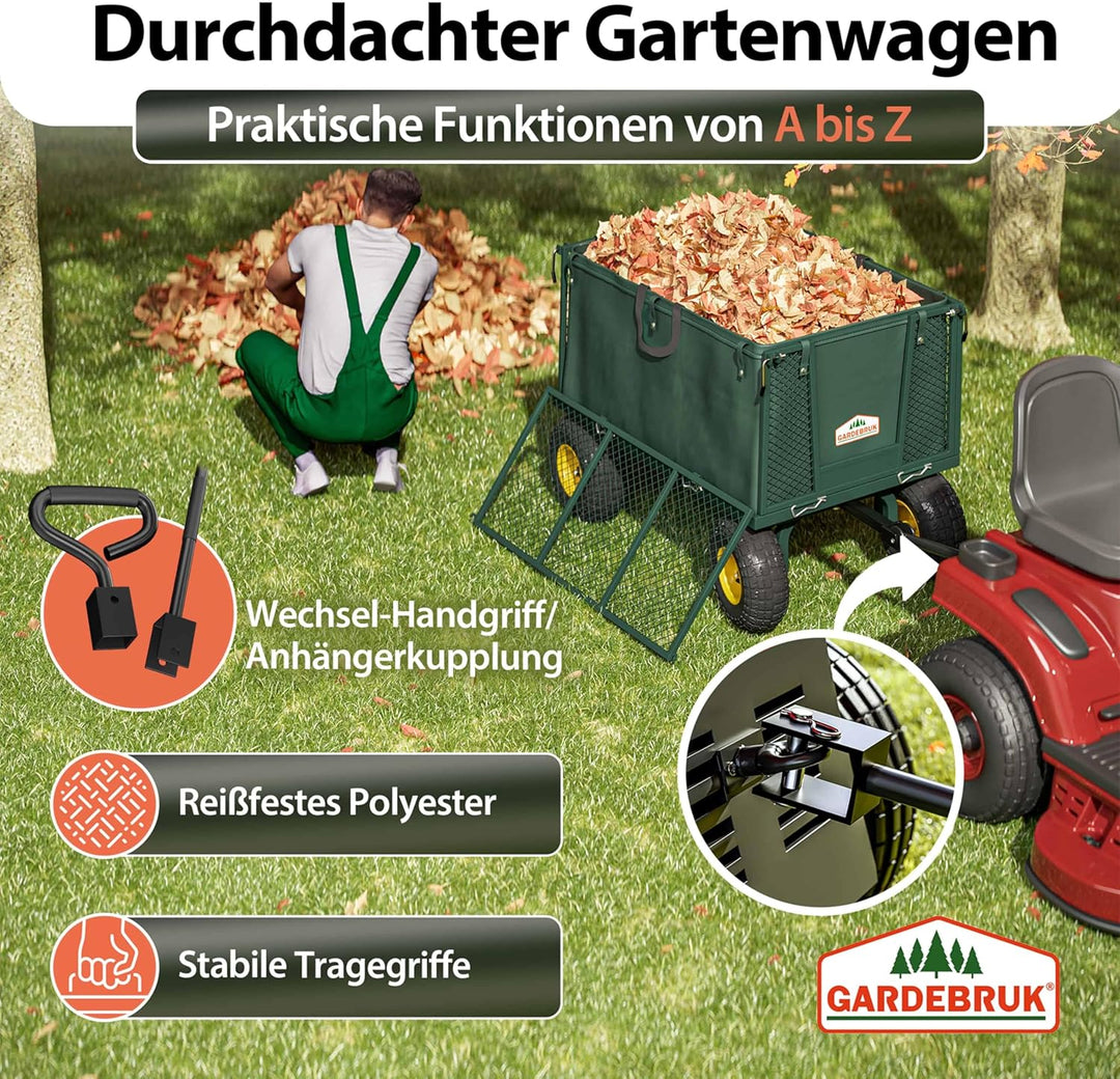 GARDEBRUK® Bollerwagen 550kg Belastbar Klappbar Stabil Herausnehmbare Plane Gerätewagen Handwagen Ga