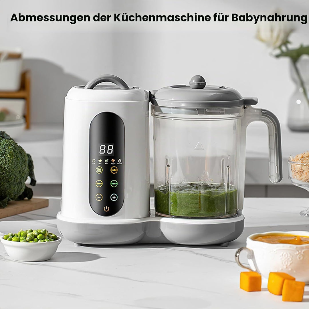 4-in-1 Babybrei Zubereiter & Dampfgarer Mixer Baby, 400ml Baby Küchenmaschine mit Touchscreen, Autom