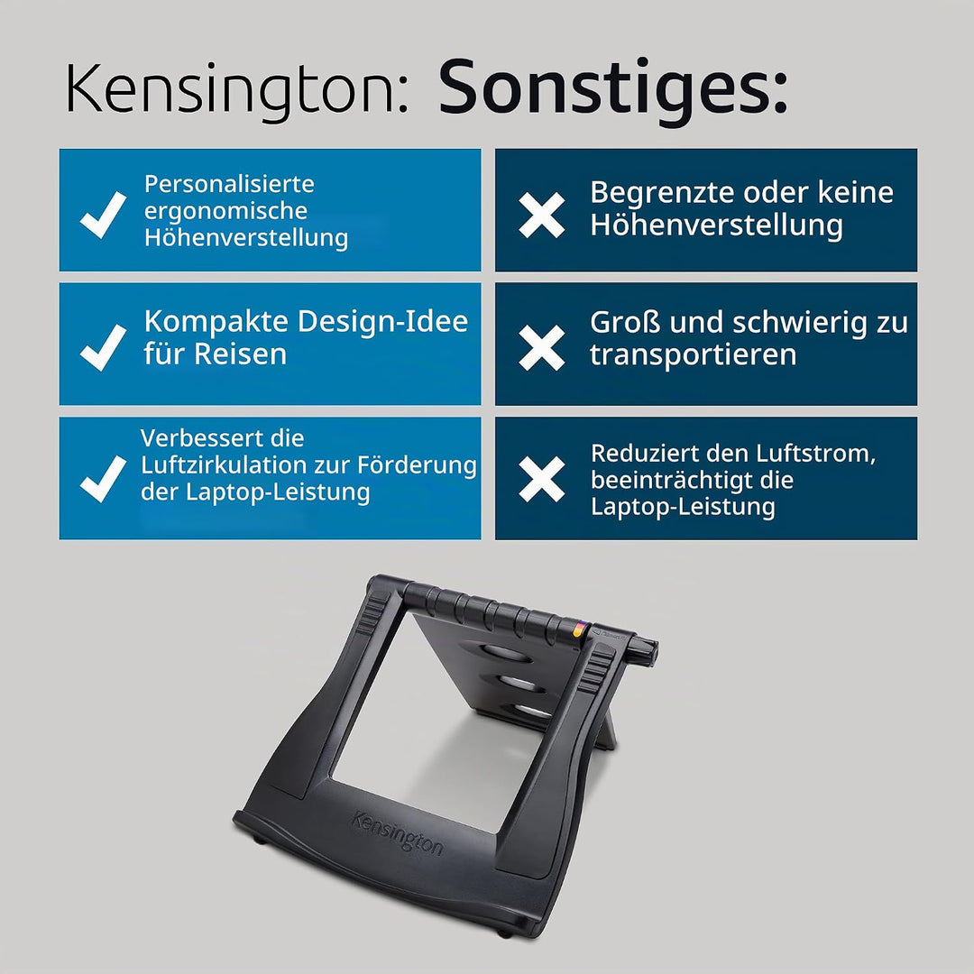 Kensington Easy Riser tragbarer ergonomischer Laptopständer, Für 12 Zoll - 17 Zoll Windows &amp; Mac Ger