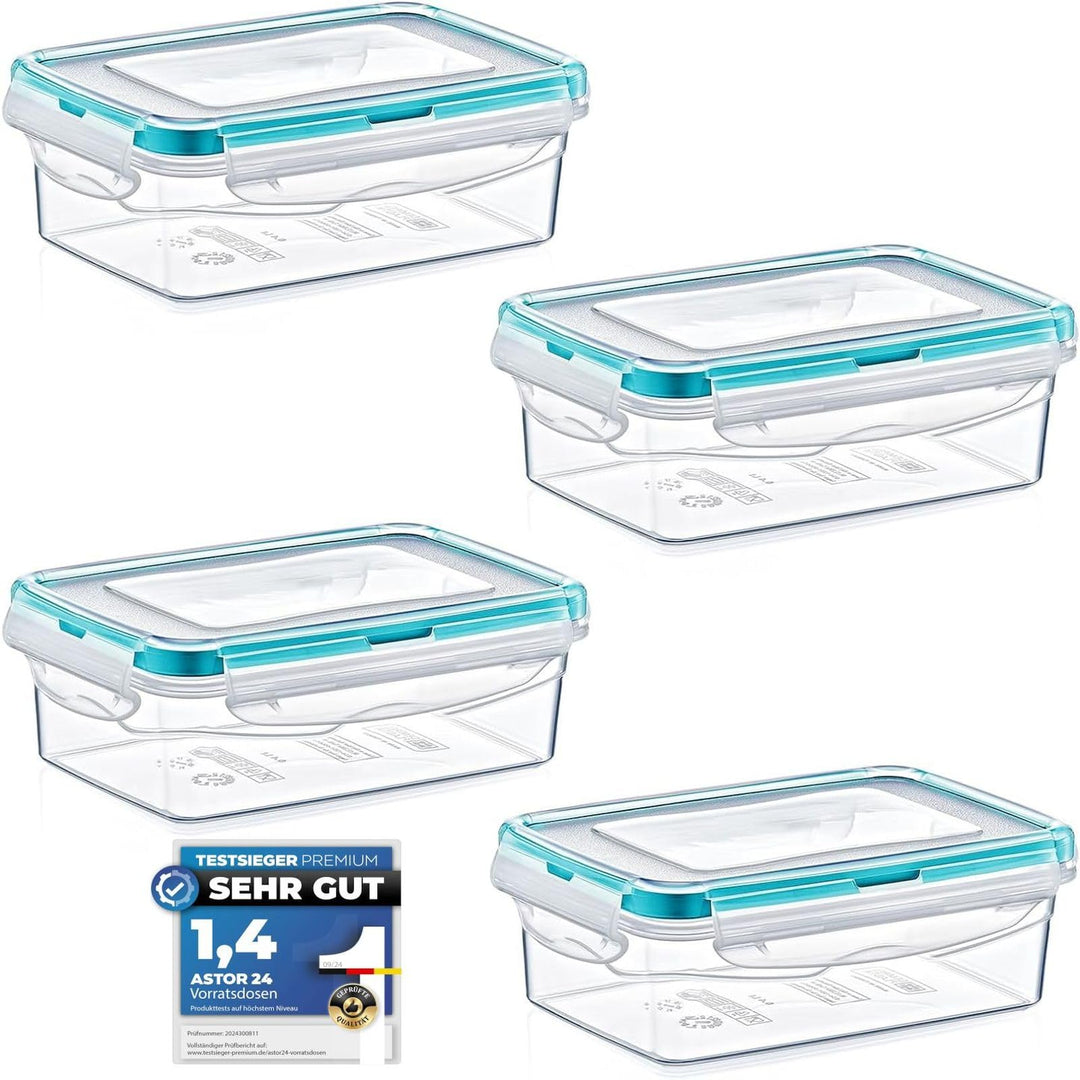 astor24 Premium Frischhaltedosen - Mealprep - 4x 400ml - 100% luftdicht und auslaufsicher -40 bis +1