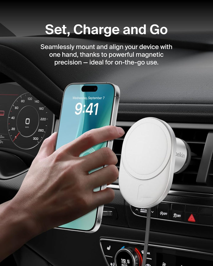 Belkin BoostCharge Pro magnetisches kabelloses Kfz-Ladegerät mit Qi2 (15 W), MagSafe-kompatibles Aut