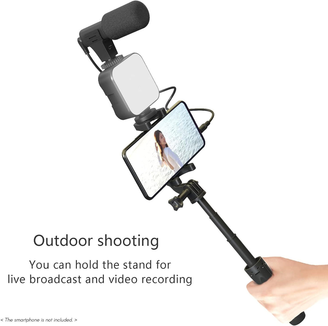 Andoer Smartphone Vlogging Kit, Phone Vlog Kit mit Handy Stativ, Mikrofon, LED Licht, Telefonclip, 3