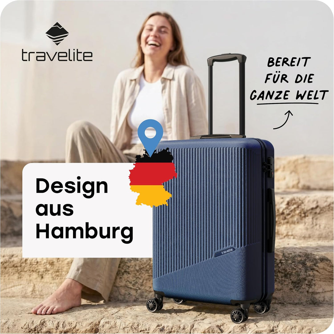 Travelite 4-Rad Hartschalenkoffer mittelgross 65 Liter, Gepäck Serie Bali: ABS Hartschalen Trolley m