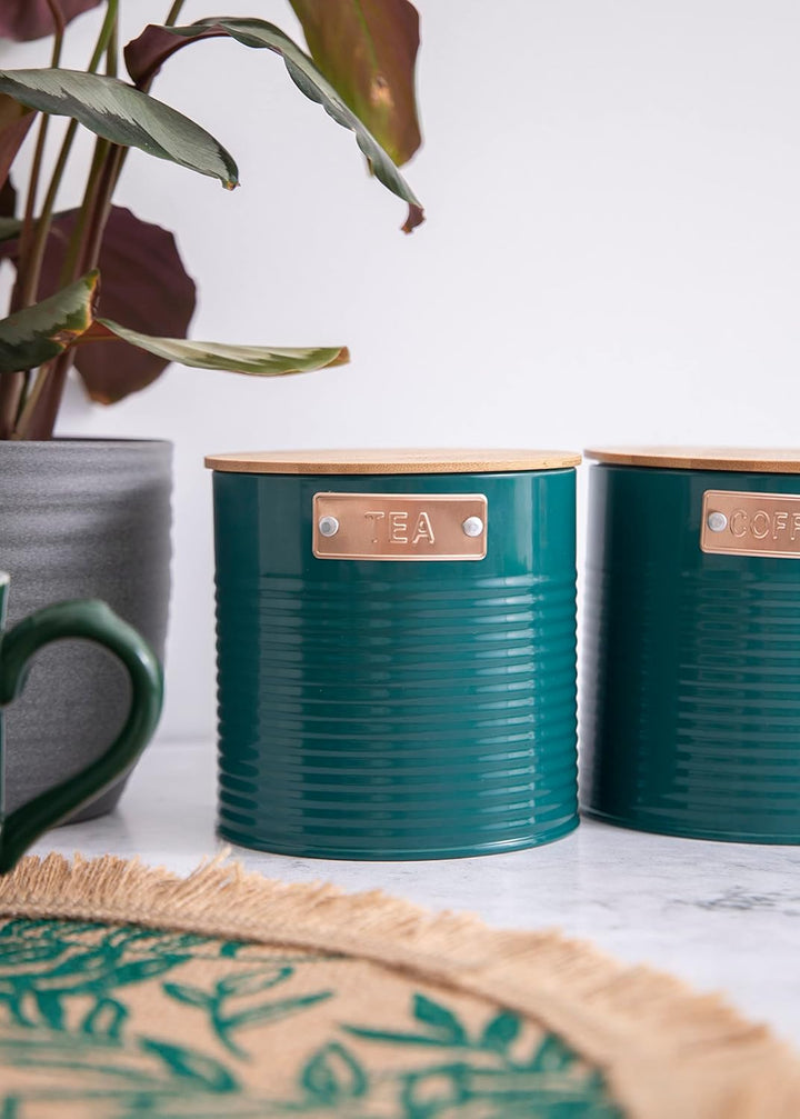 KitchenCraft Lagerung Kanister, Teal, 3 Stück, Geschenk-Box Klar, Klar