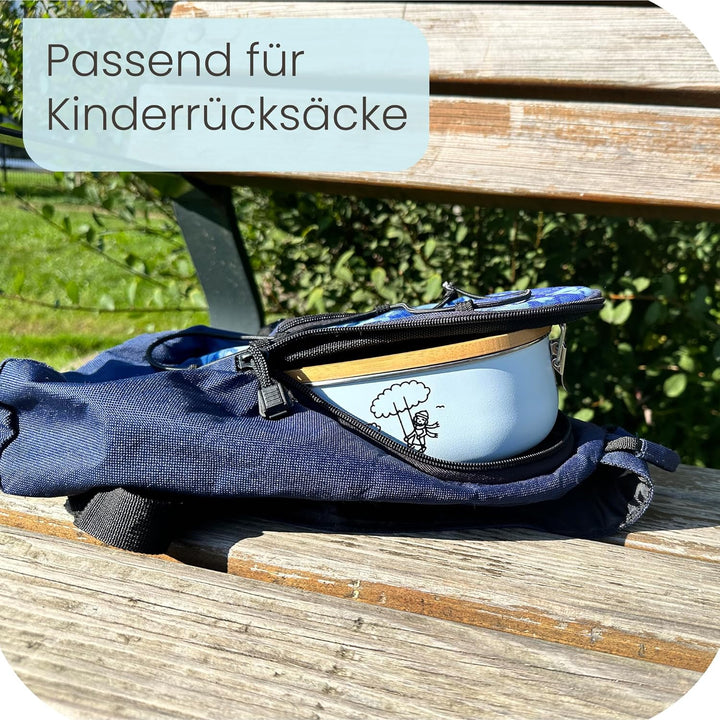 Ringwald Lunchbox Kinder (Blau) Schule Bentobox Fächer BPA-Frei Bambussdeckel Edelstahl Vesperbox Ki