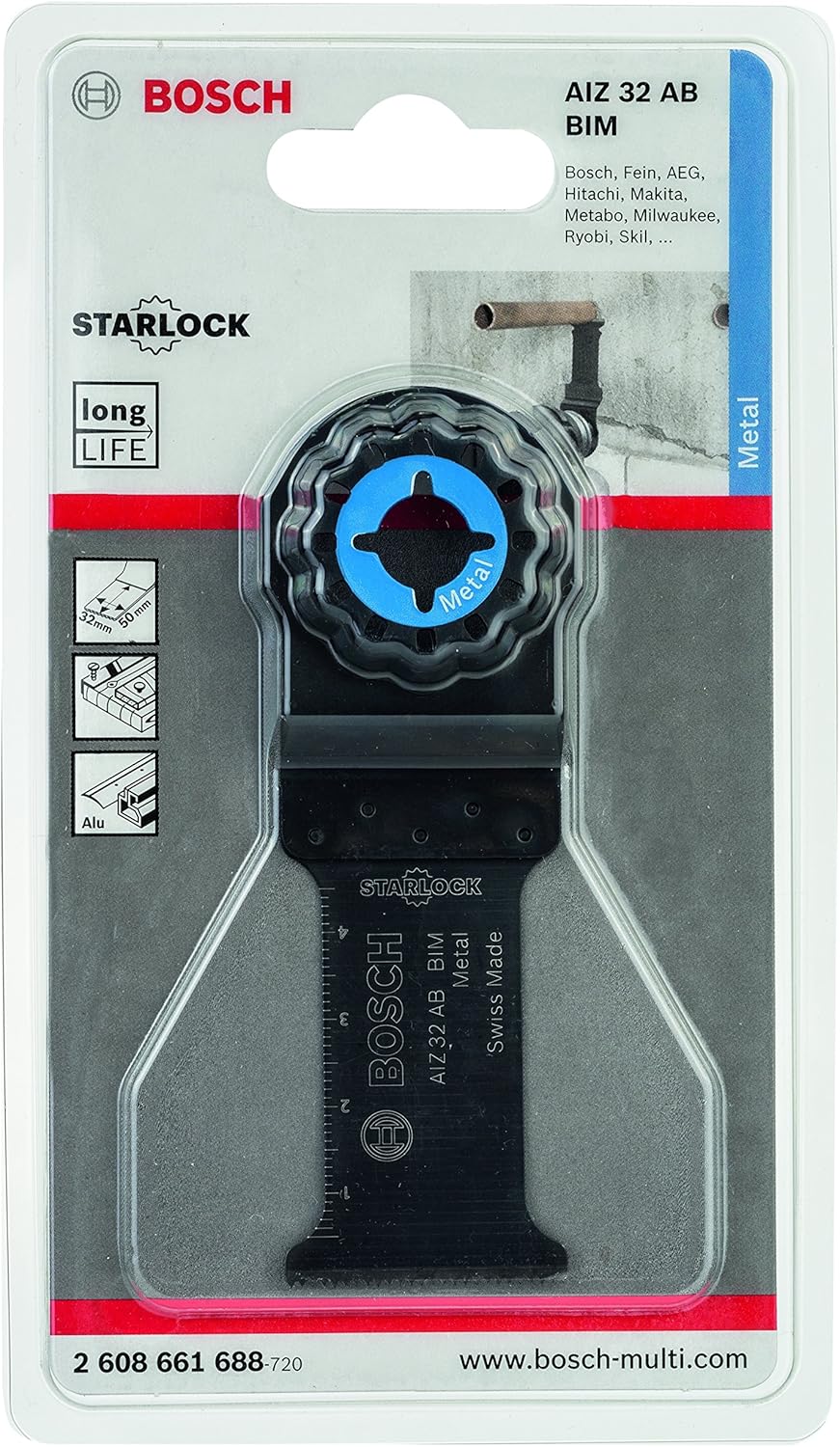 Bosch Professional 1x Bi-Metall Sägeblatt AIZ 32 AB (für ungehärtetes Metall, Breite 32 mm, Zubehör